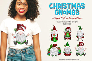 Christmas Gnome Clipart - Buffalo Plaid Gnomes Set - SLSLines