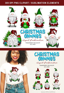 Christmas Gnome Clipart - Buffalo Plaid Gnomes Set - SLSLines