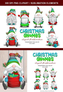 Christmas Gnome Clipart - Colorful Winter Hats Gnomes Set - SLSLines
