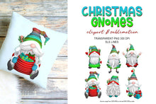 Load image into Gallery viewer, Christmas Gnome Clipart - Colorful Winter Hats Gnomes Set - SLSLines