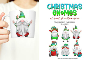 Christmas Gnome Clipart - Colorful Winter Hats Gnomes Set - SLSLines