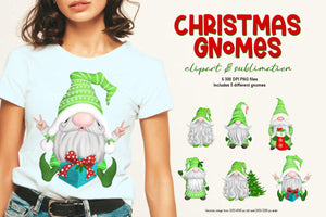 Christmas Gnome Clipart for Sublimation - Nordic Greens - SLSLines