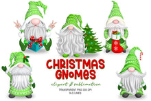 Load image into Gallery viewer, Christmas Gnome Clipart for Sublimation - Nordic Greens - SLSLines