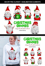 Load image into Gallery viewer, Christmas Gnome Clipart for Sublimation - Red Santa Gnomes - SLSLines