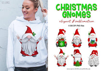 Load image into Gallery viewer, Christmas Gnome Clipart for Sublimation - Red Santa Gnomes - SLSLines