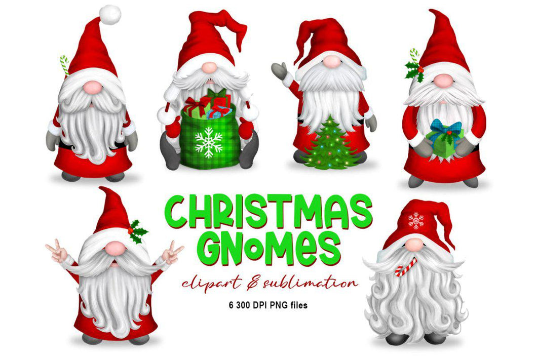 Christmas Gnome Clipart for Sublimation - Red Santa Gnomes - SLSLines