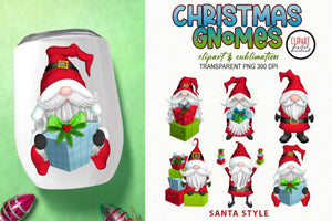 Christmas Gnome Clipart - Santa Claus Gnomes PNG - SLSLines