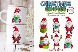Christmas Gnome Clipart - Santa Claus Gnomes PNG - SLSLines