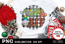 Load image into Gallery viewer, Christmas Gnome Sublimation - Brightly Lit Plaid PNG - SLSLines