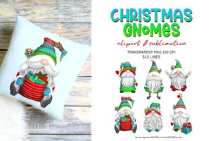 Christmas Gnomes BUNDLE - Holdiay Gnome Clipart Set - SLSLines