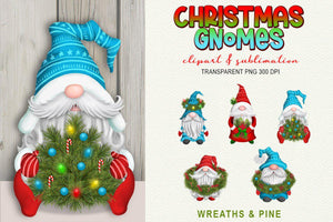 Christmas Gnomes BUNDLE - Holiday Gnome Clipart Set - 30 PNGs - SLSLines