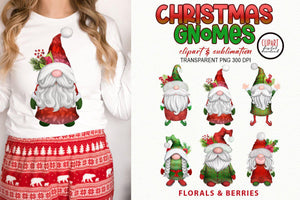 Christmas Gnomes Clipart PNG| Christmas Florals & Berries - SLSLines