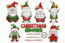 Load image into Gallery viewer, Christmas Gnomes Clipart PNG| Christmas Florals &amp; Berries - SLSLines