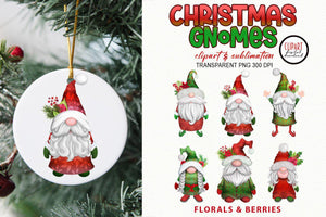 Christmas Gnomes Clipart PNG| Christmas Florals & Berries - SLSLines