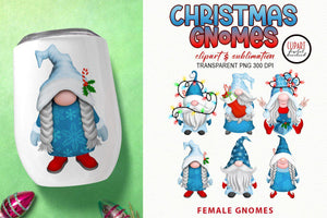 Christmas Gnomes Sublimation | Blue Snowflakes & Candy Canes - SLSLines