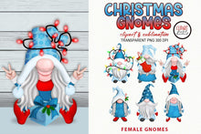 Load image into Gallery viewer, Christmas Gnomes Sublimation | Blue Snowflakes &amp; Candy Canes - SLSLines