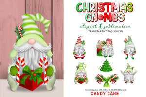 Christmas Gnomes Sublimation | Candy Cane Gnome Set - SLSLines