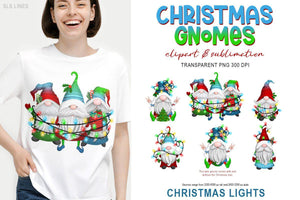 Christmas Gnomes Sublimation | Christmas Lights Gnome Set - SLSLines