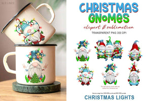 Christmas Gnomes Sublimation | Christmas Lights Gnome Set - SLSLines
