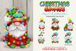 Christmas Gnomes Sublimation | Christmas Lights Gnome Set II - SLSLines