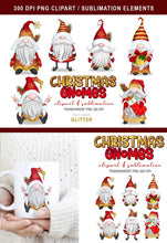 Load image into Gallery viewer, Christmas Gnomes Sublimation | Gold Glitter Gnome Set - SLSLines
