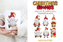 Load image into Gallery viewer, Christmas Gnomes Sublimation | Gold Glitter Gnome Set - SLSLines