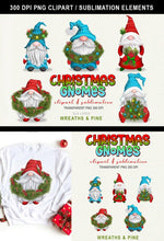 Load image into Gallery viewer, Christmas Gnomes Sublimation | Wreaths &amp; Pine Gnome Set - SLSLines