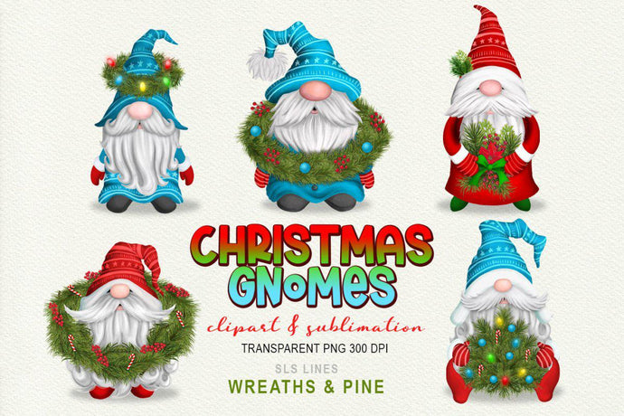 Christmas Gnomes Sublimation | Wreaths & Pine Gnome Set - SLSLines