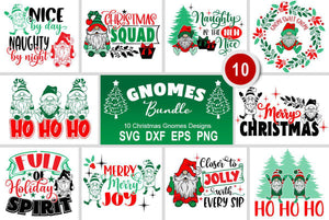 Christmas Gnomes SVG Bundle - Cute Gnome Cut Files for Xmas - SLSLines