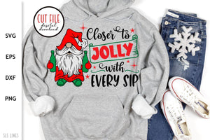 Christmas Gnomes SVG - Closer to Jolly with Every Sip - SLSLines