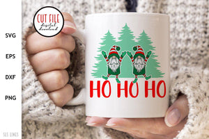 Christmas Gnomes SVG - Ho Ho Ho Cut File - SLSLines