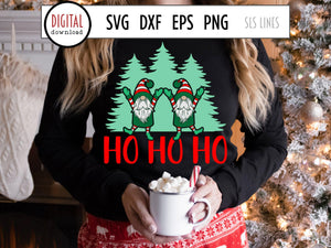 Christmas Gnomes SVG - Ho Ho Ho Cut File - SLSLines