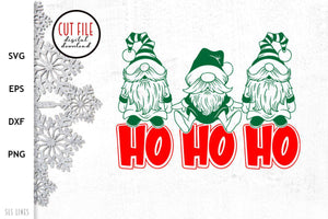 Christmas Gnomes SVG - Ho Ho Ho Gnome Trio - SLSLines
