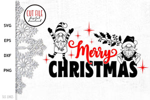 Christmas Gnomes SVG - Merry Christmas Cut File - SLSLines