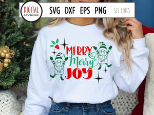 Christmas Gnomes SVG - Merry Merry Cut File - SLSLines