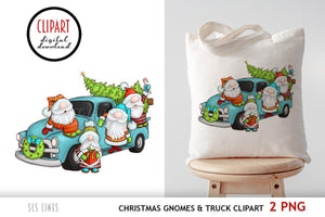 Christmas Gnomes Truck PNG - Vintage Truck Sublimation - SLSLines