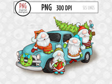 Load image into Gallery viewer, Christmas Gnomes Truck PNG - Vintage Truck Sublimation - SLSLines