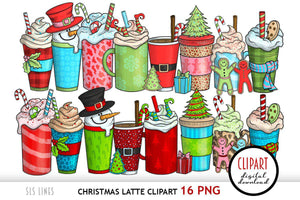 Christmas Latte Clipart | Christmas Coffee PNGs - SLSLines