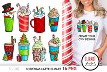 Load image into Gallery viewer, Christmas Latte Clipart | Christmas Coffee PNGs - SLSLines