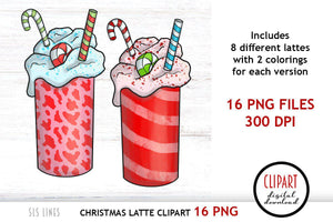 Christmas Latte Clipart | Christmas Coffee PNGs - SLSLines