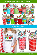 Load image into Gallery viewer, Christmas Latte Clipart | Christmas Coffee PNGs - SLSLines