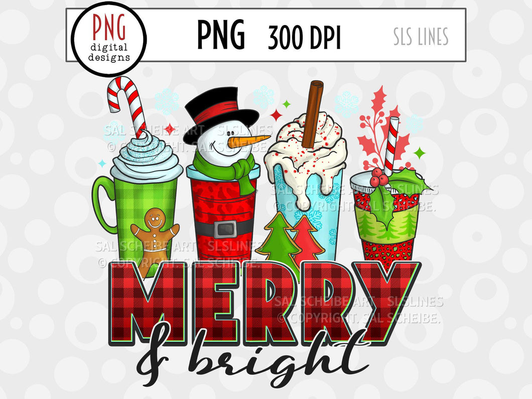 Christmas Latte PNG - Merry & Bright Sublimation PNG - SLSLines