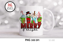 Load image into Gallery viewer, Christmas Latte PNG - Merry &amp; Bright Sublimation PNG - SLSLines