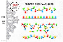 Load image into Gallery viewer, Christmas Lights Clipart - Glowing Colorful Lights PNG - SLSLines