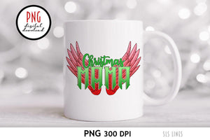 Christmas Mama with Wings - Christmas Sublimation PNG - SLSLines
