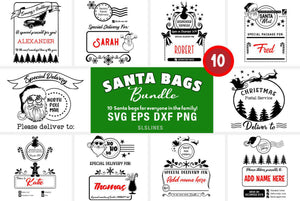 Christmas Sack SVG Bundle - Santa Present Bag Cut Files - SLSLines