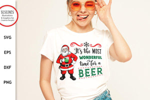 Christmas Santa SVG - The Most Wonderful Time for a Beer - SLSLines