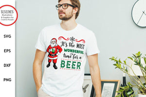 Christmas Santa SVG - The Most Wonderful Time for a Beer - SLSLines
