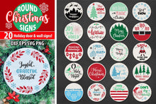 Load image into Gallery viewer, Christmas Sign Bundle | 20 Round Holiday Signs for Christmas - SLSLines