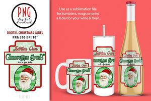Christmas Spirits Label PNG Sublimation - Print and Cut Christmas Mug Design - SLSLines